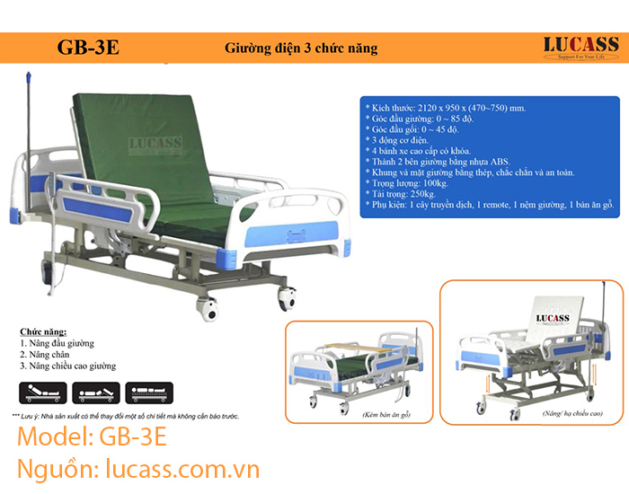 Giường Y Tế Điện 3 Chức Năng Lucass GB-3E 33